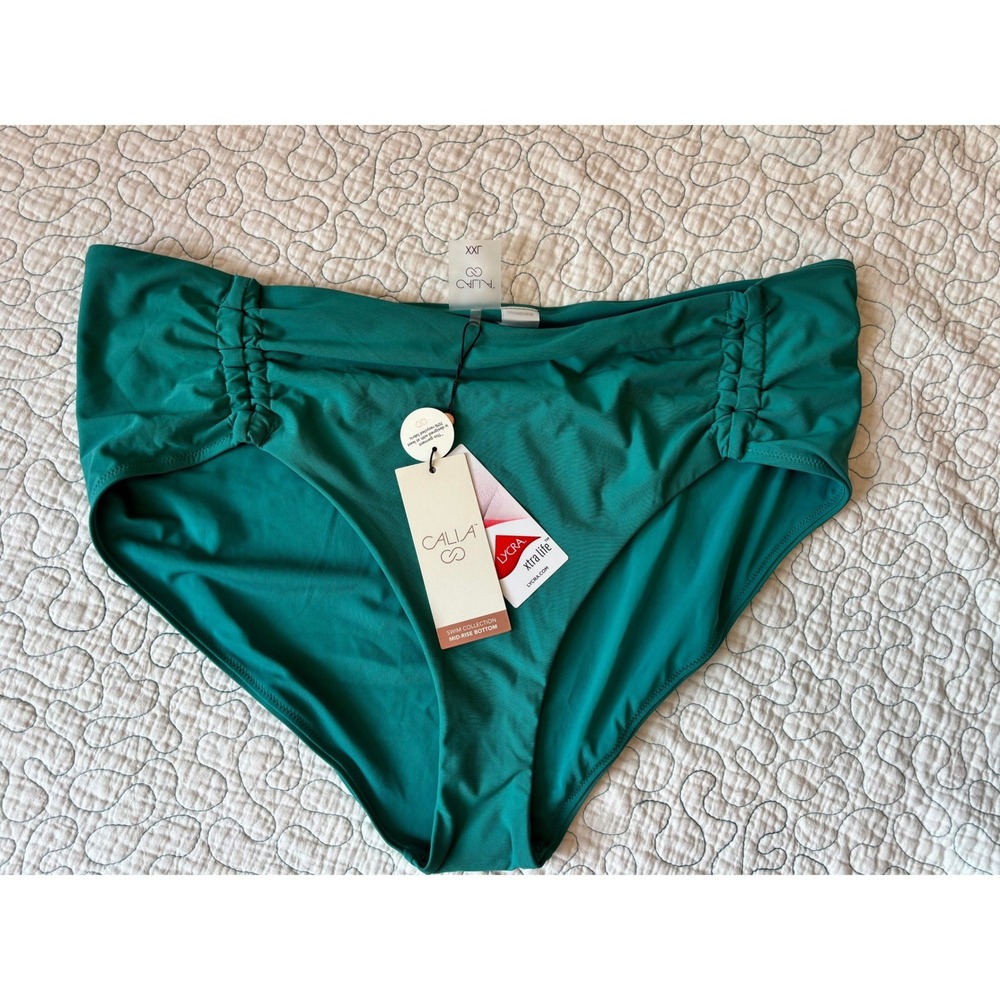 Calia Womens XXL‎ Bikini Bottom Jungle Green Mid-Rise
